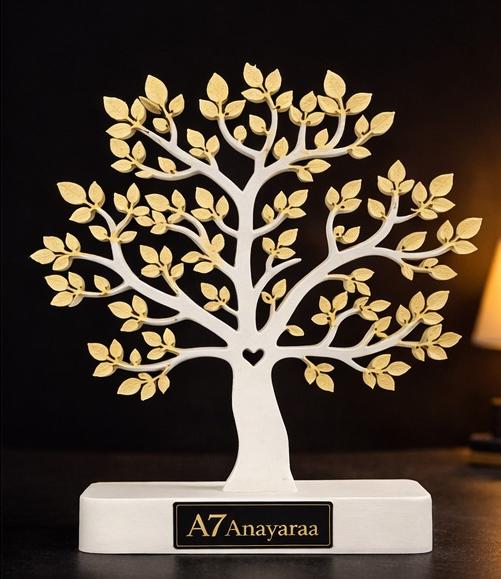 Divine Kalpavriksha Tree – White & Gold 3D Printed Decor