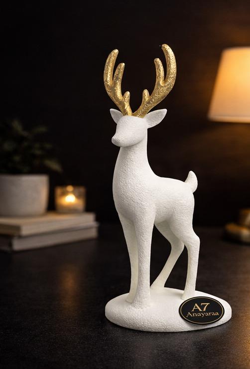 Royal Stag with Golden Antlers – 3D Printed Decor