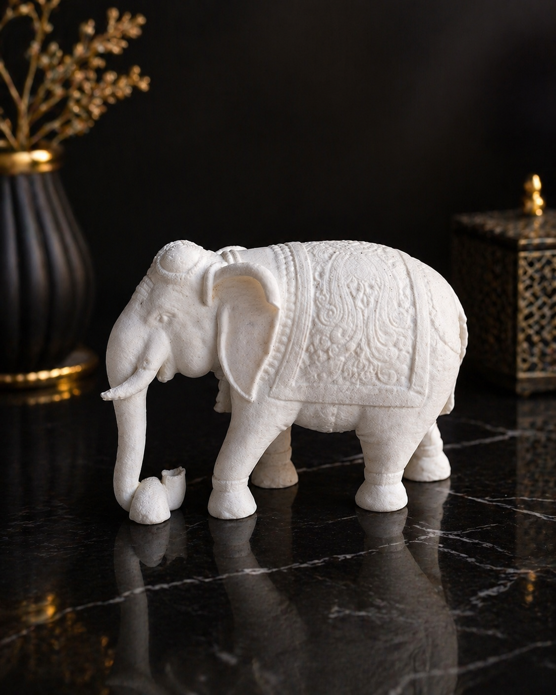 Royal White Elephant Decor Statue